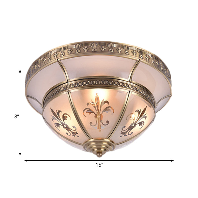 15"/18" W 3/4 Lights Metal Ceiling Flush Traditionalism Brass Dome Living Room Flush Mount Lighting Fixture