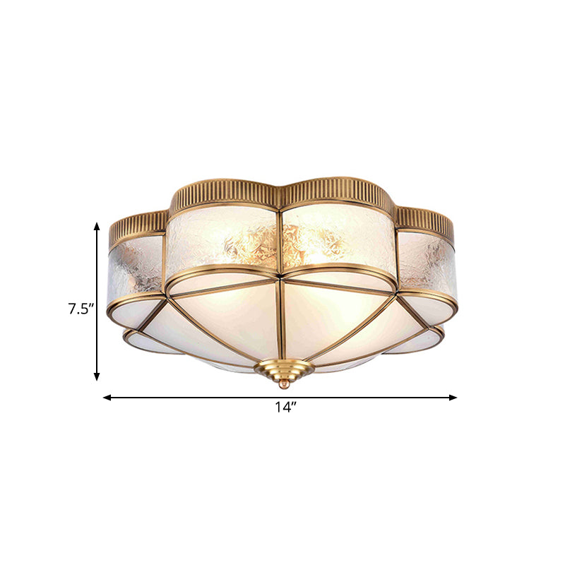 Flower Bedroom Ceiling Lighting Classic Metal 3/4/6 Heads Brass Flush Mount Ceiling Fixture, 14"/18"/21.5" W