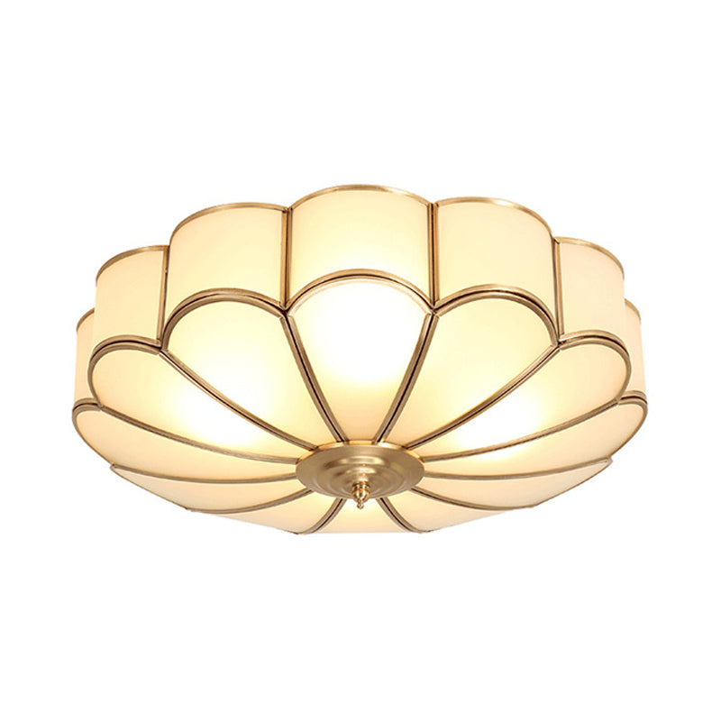 14 "/18" /23.5 " W Messing Scalloped Ceiling Lighting Traditionelles Metall 3/4/6 Köpfe Wohnraum Bündig Montierte Deckenleuchte