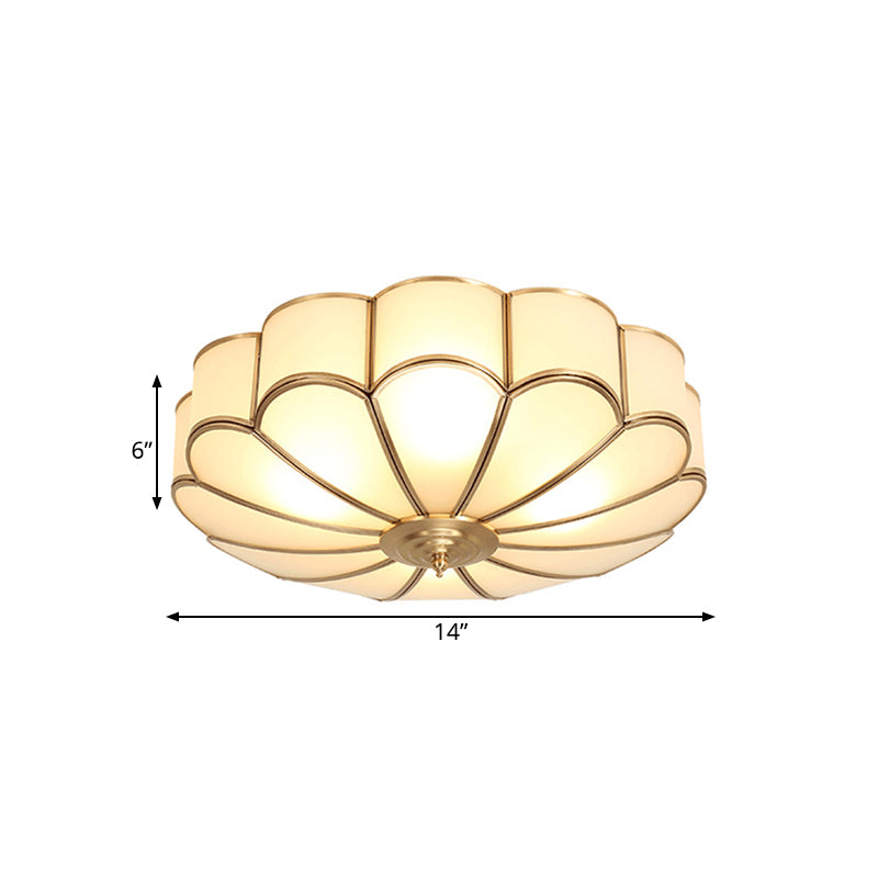 14 "/18" /23.5 " W Messing Scalloped Ceiling Lighting Traditionelles Metall 3/4/6 Köpfe Wohnraum Bündig Montierte Deckenleuchte