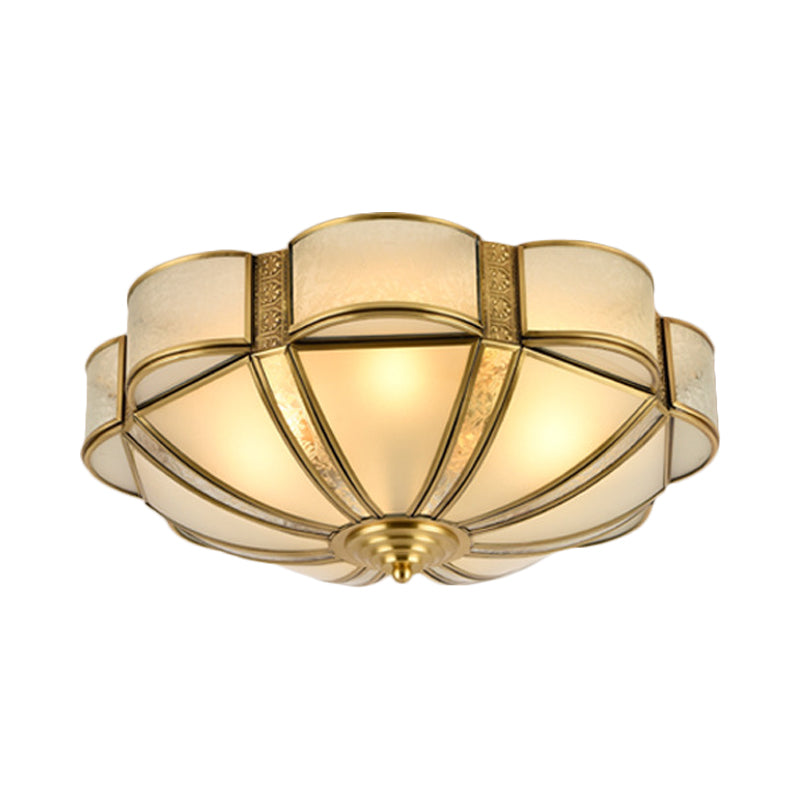 14"/18"/23.5" W Metal Brass Flush Mount Chandelier Scalloped 3/4/6 Heads Traditional Ceiling Lamp for Living Room