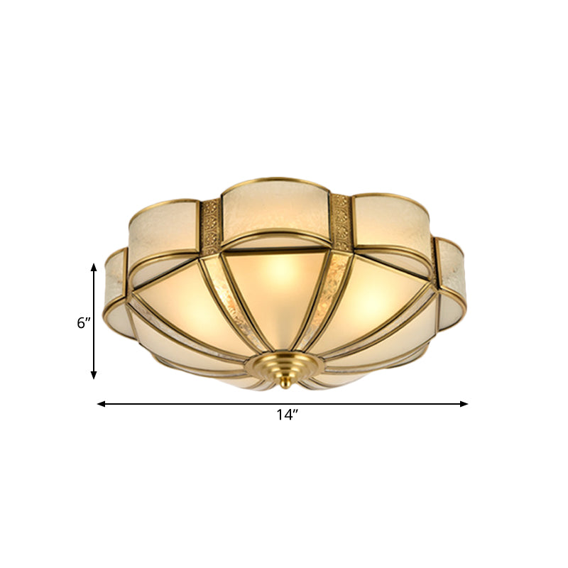 14"/18"/23.5" W Metal Brass Flush Mount Chandelier Scalloped 3/4/6 Heads Traditional Ceiling Lamp for Living Room