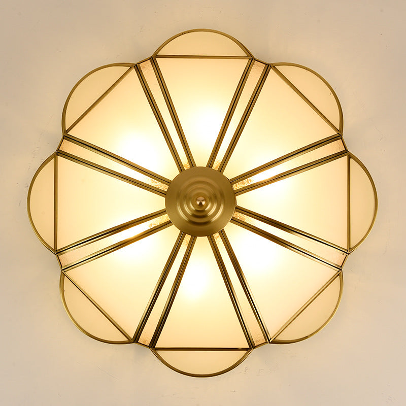 14"/18"/23.5" W Metal Brass Flush Mount Chandelier Scalloped 3/4/6 Heads Traditional Ceiling Lamp for Living Room