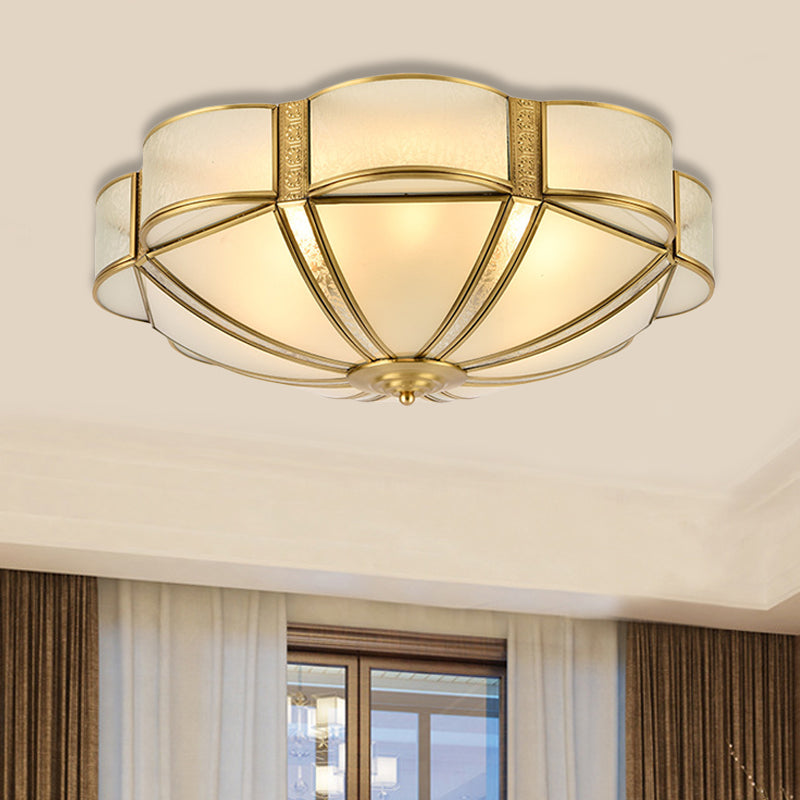 14"/18"/23.5" W Metal Brass Flush Mount Chandelier Scalloped 3/4/6 Heads Traditional Ceiling Lamp for Living Room