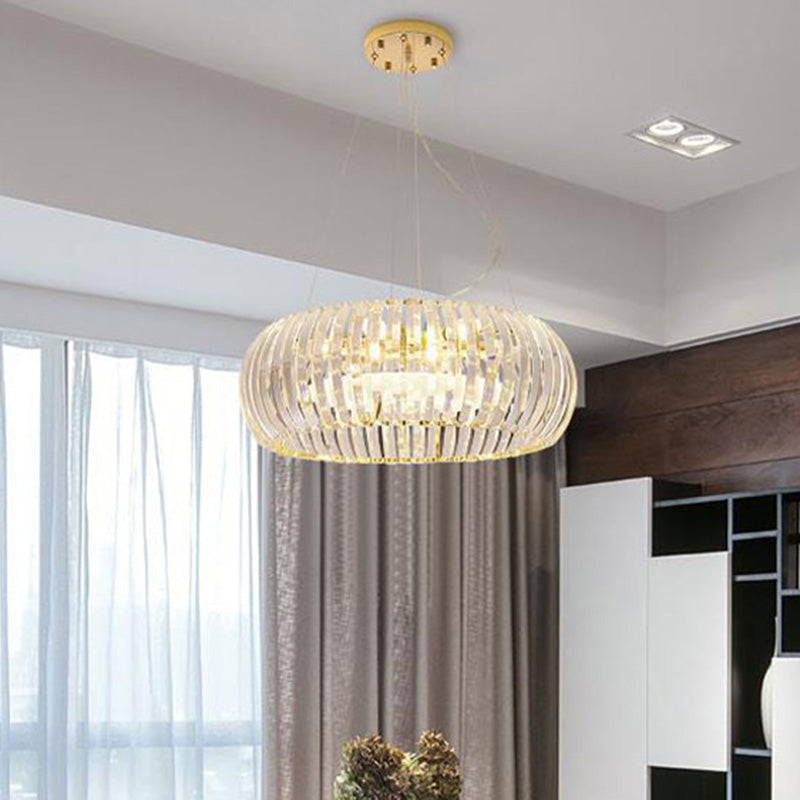 Donut Chandelier Lighting Modernist Crystal 6/8 Bulbs Gold Suspension Pendant Light in Warm/White Light, 21.5"/25.5" Wide