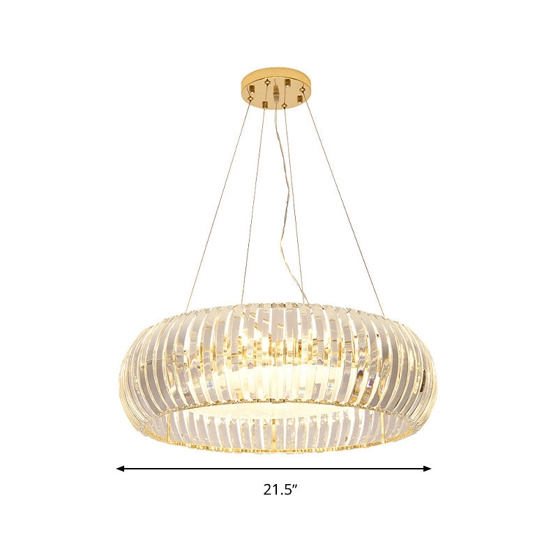 Donut Chandelier Lighting Modernist Crystal 6/8 Bulbs Gold Suspension Pendant Light in Warm/White Light, 21.5"/25.5" Wide