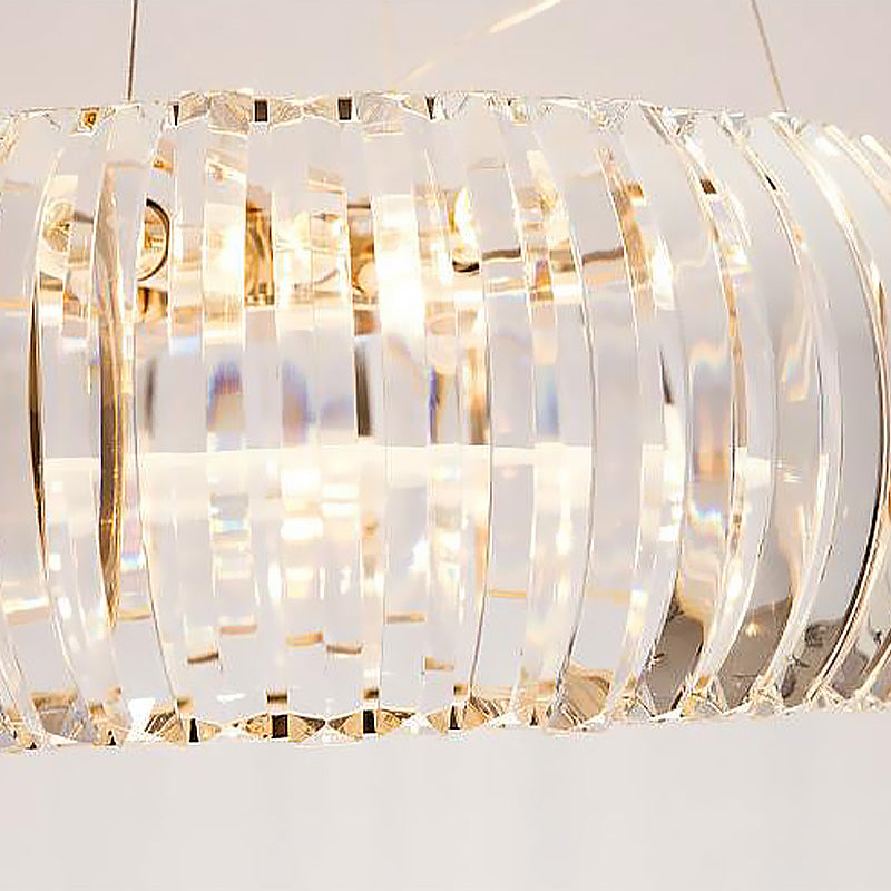 Donut Chandelier Lighting Modernist Crystal 6/8 Bulbs Gold Suspension Pendant Light in Warm/White Light, 21.5"/25.5" Wide