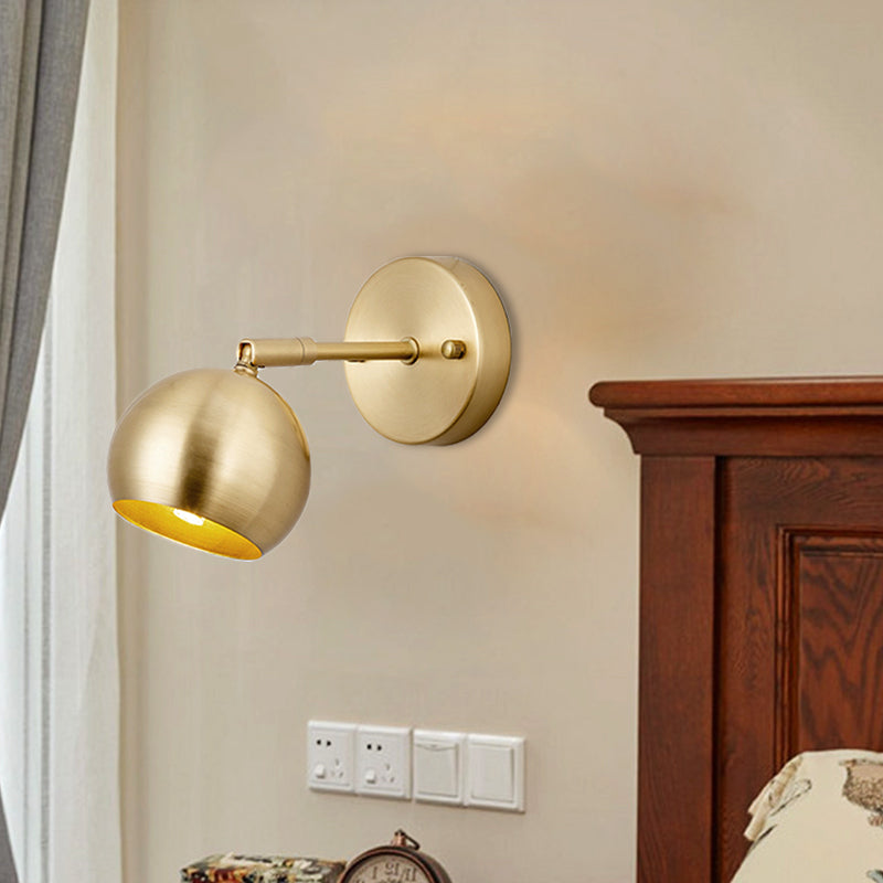 1/2/3-Bulb LED Dome Wall Sconce Traditional Brass Metal Vanity Wall Light Fixture for Bathroom