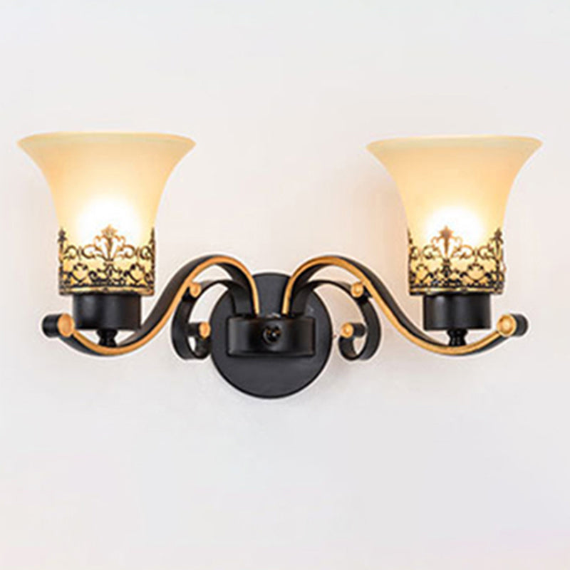 Glass Bronze Wall Sconce Lighting Bell-Shape Traditional Style Wall Lighting Fixture