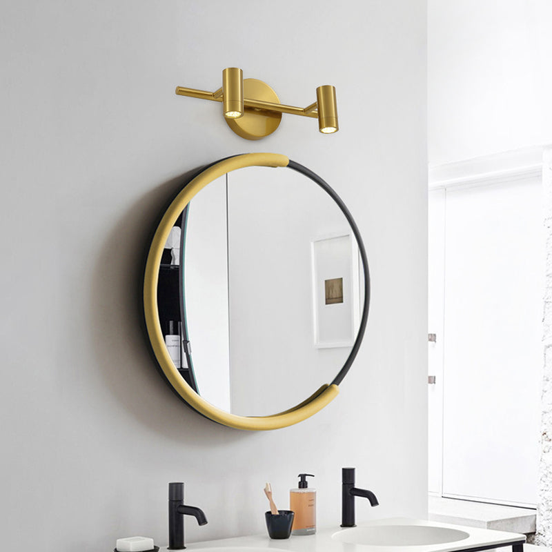 2/3/4-Light LED Tube Vanity Lamp Traditional Brass Metal Wall Sconce Lighting for Bathroom