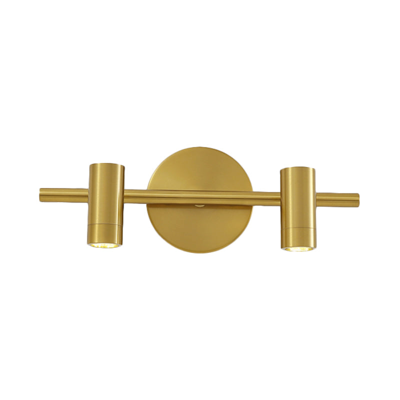 2/3/4-Light LED Tube Vanity Lamp Traditional Brass Metal Wall Sconce Lighting for Bathroom