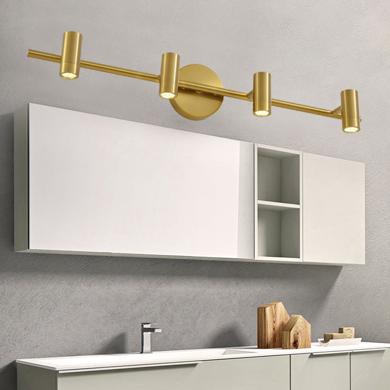 2/3/4-Light LED Tube Vanity Lamp Traditional Brass Metal Wall Sconce Lighting for Bathroom