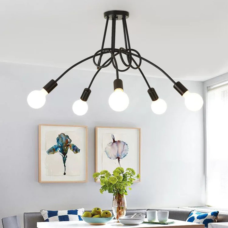 Bulbe exposé industriel Semi Flush Mount Chandelier Metal Semi Flush Light