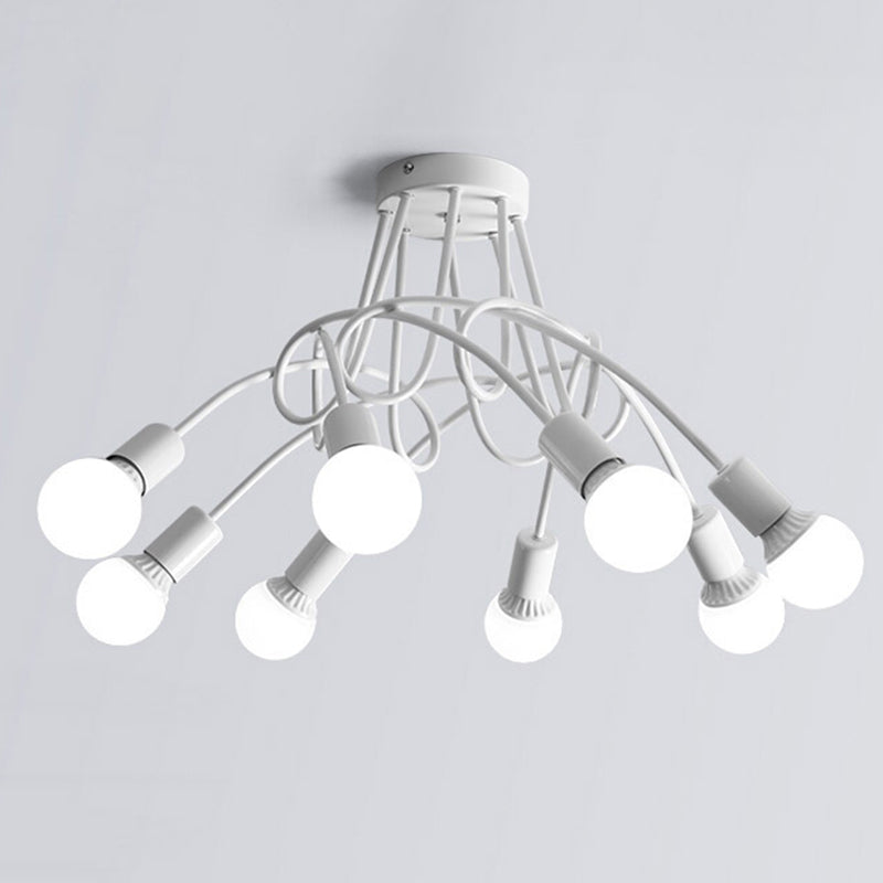 Bulbe exposé industriel Semi Flush Mount Chandelier Metal Semi Flush Light