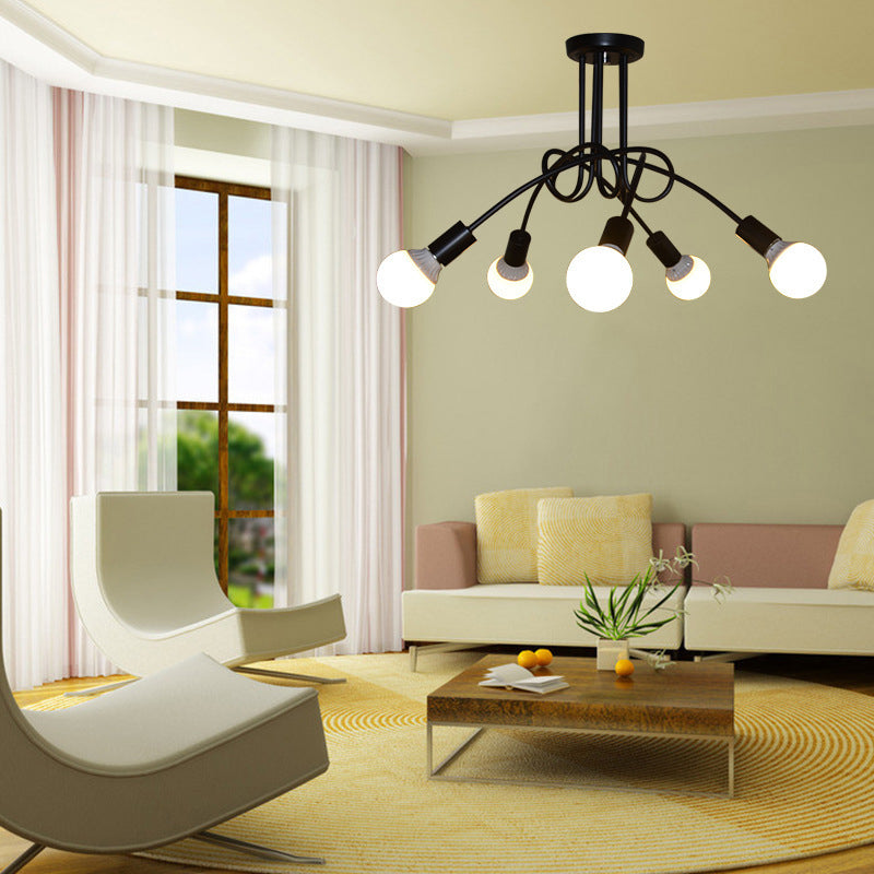 Bulbe exposé industriel Semi Flush Mount Chandelier Metal Semi Flush Light