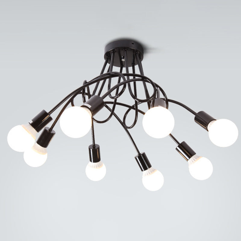 Bulbe exposé industriel Semi Flush Mount Chandelier Metal Semi Flush Light