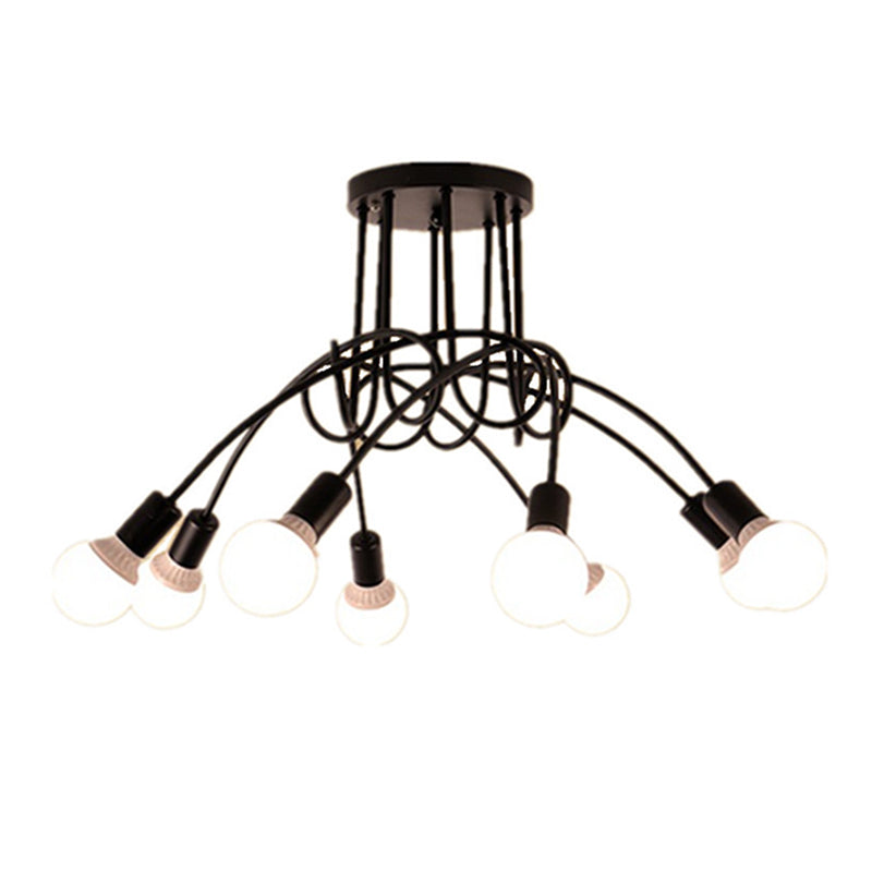 Bulbe exposé industriel Semi Flush Mount Chandelier Metal Semi Flush Light