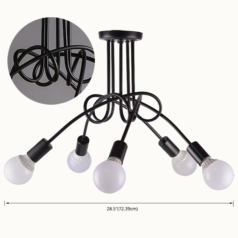 Bulbe exposé industriel Semi Flush Mount Chandelier Metal Semi Flush Light