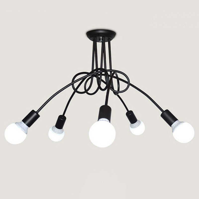 Bulbe exposé industriel Semi Flush Mount Chandelier Metal Semi Flush Light