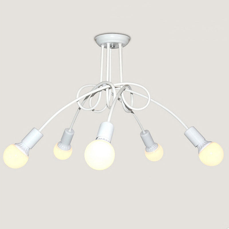 Bulbe exposé industriel Semi Flush Mount Chandelier Metal Semi Flush Light