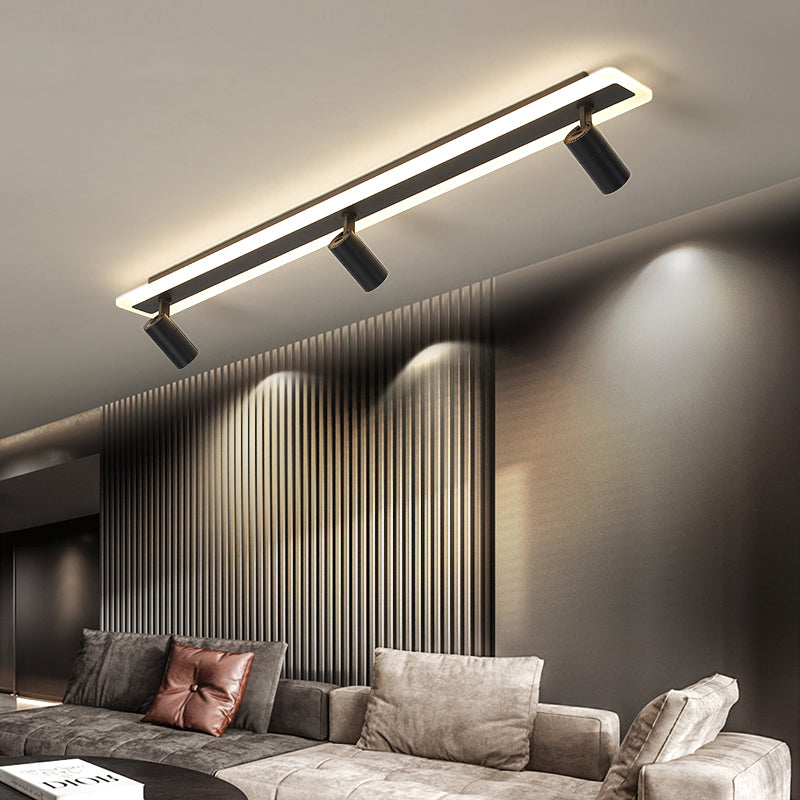 Rechthoekig LED Semi -spoelplafondlicht in moderne eenvoud Acryl binnenspoeling Mount in zwart