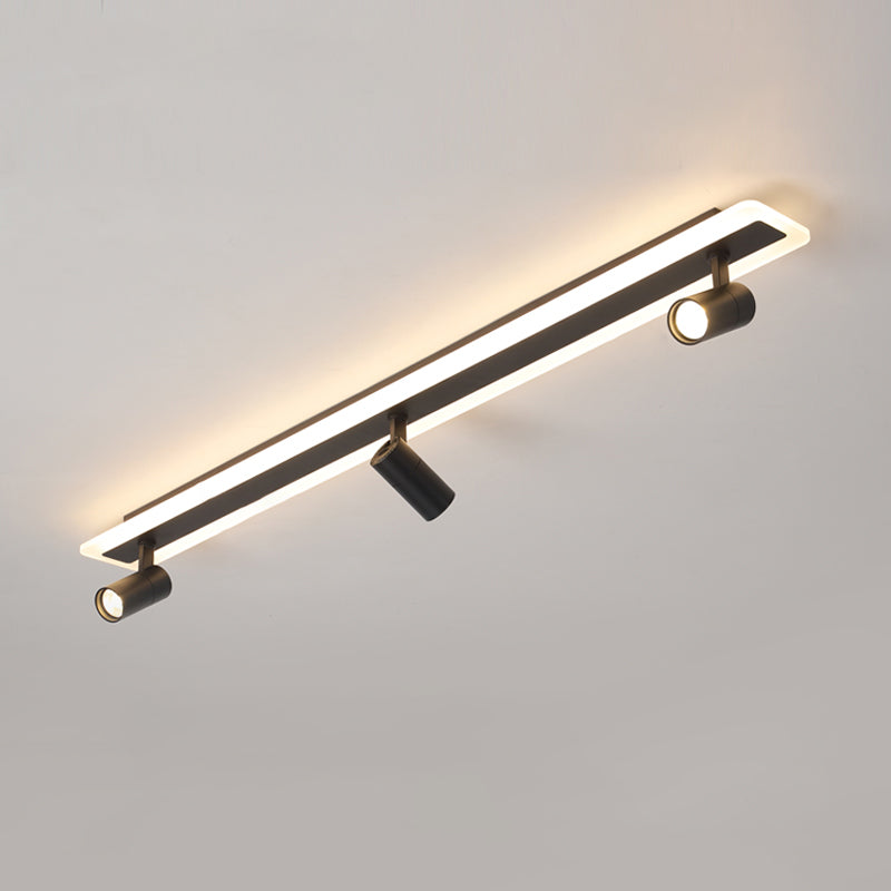 Rechthoekig LED Semi -spoelplafondlicht in moderne eenvoud Acryl binnenspoeling Mount in zwart