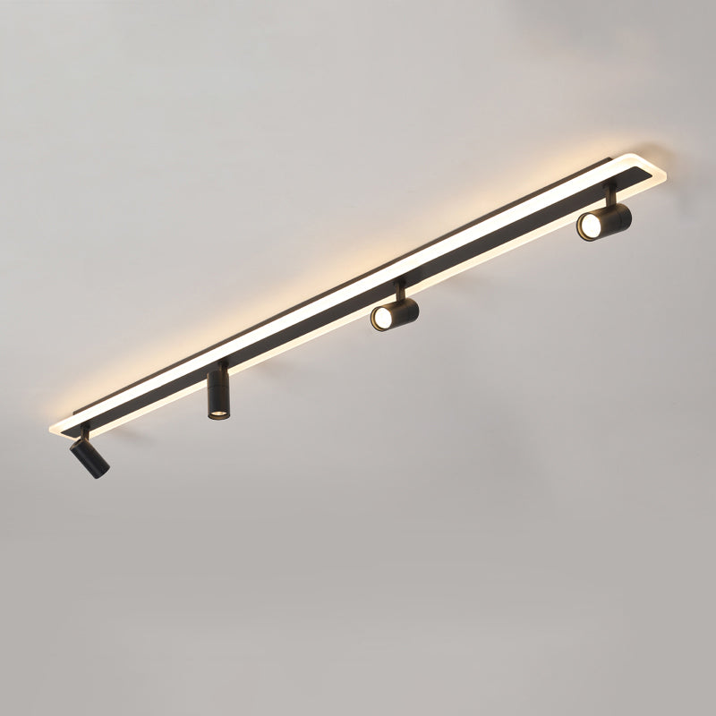 Rectangular LED Semi Flush Ceiling Light in Modern Simplicity Acrylic Indoor Flush Mount in Black