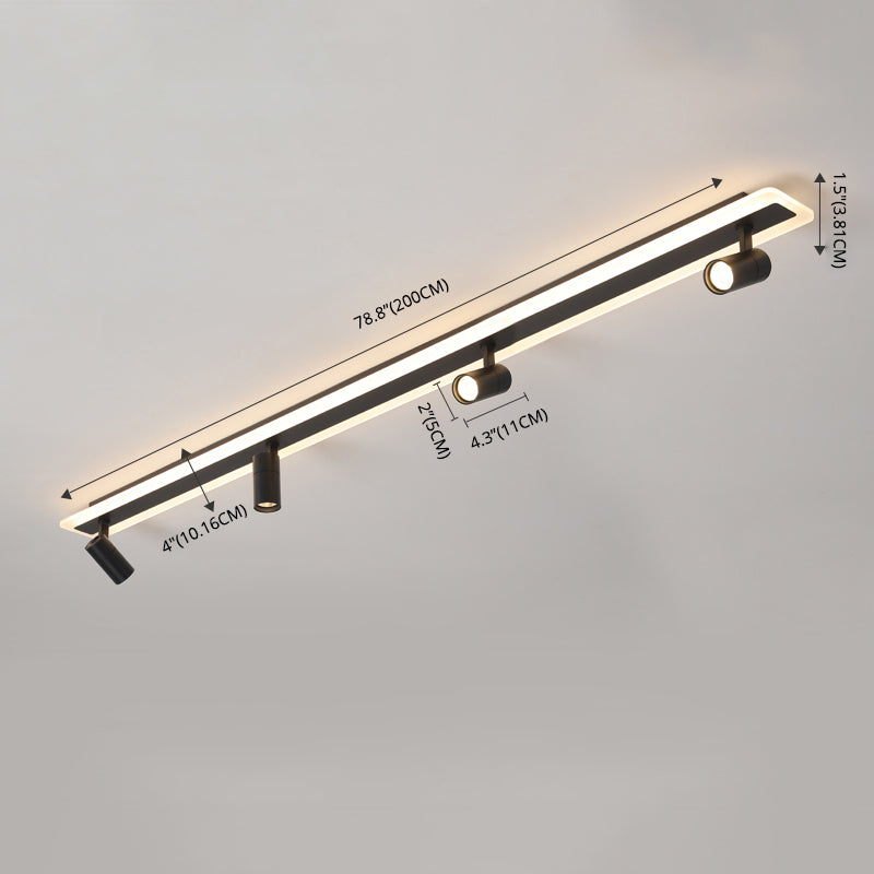 Rechthoekig LED Semi -spoelplafondlicht in moderne eenvoud Acryl binnenspoeling Mount in zwart