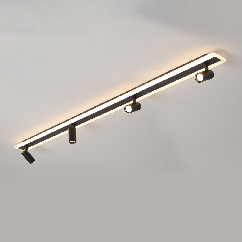 Rechthoekig LED Semi -spoelplafondlicht in moderne eenvoud Acryl binnenspoeling Mount in zwart