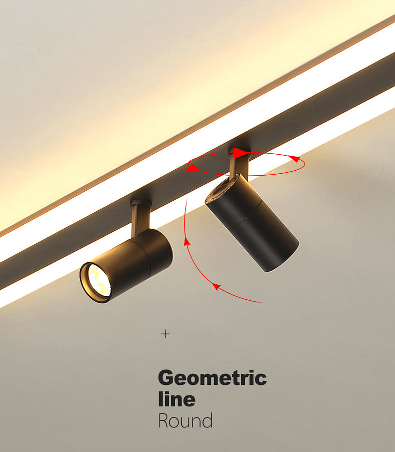 Rechthoekig LED Semi -spoelplafondlicht in moderne eenvoud Acryl binnenspoeling Mount in zwart