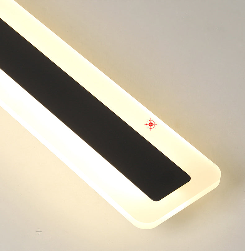 Rechthoekig LED Semi -spoelplafondlicht in moderne eenvoud Acryl binnenspoeling Mount in zwart