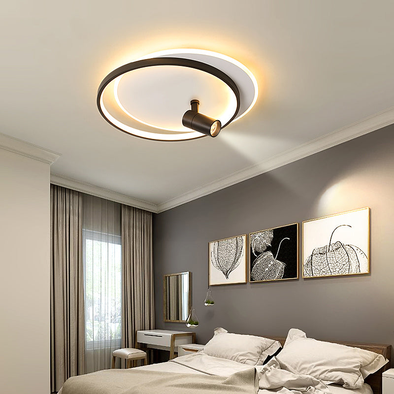 1-Light LED Semi Flush Mount with Circular Acrylic Shade Modern Creative Style Ceiling Light for Corridor