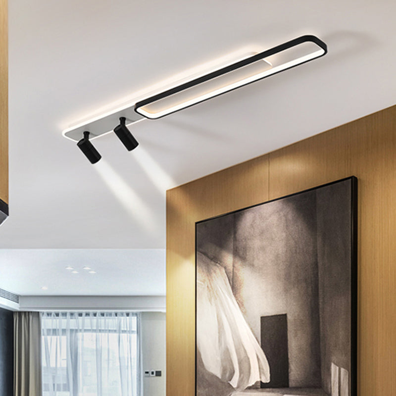 Luce a soffitto semi -ruscini a LED rettangolare nero in moderno supporto acrilico in stile conciso per soggiorno