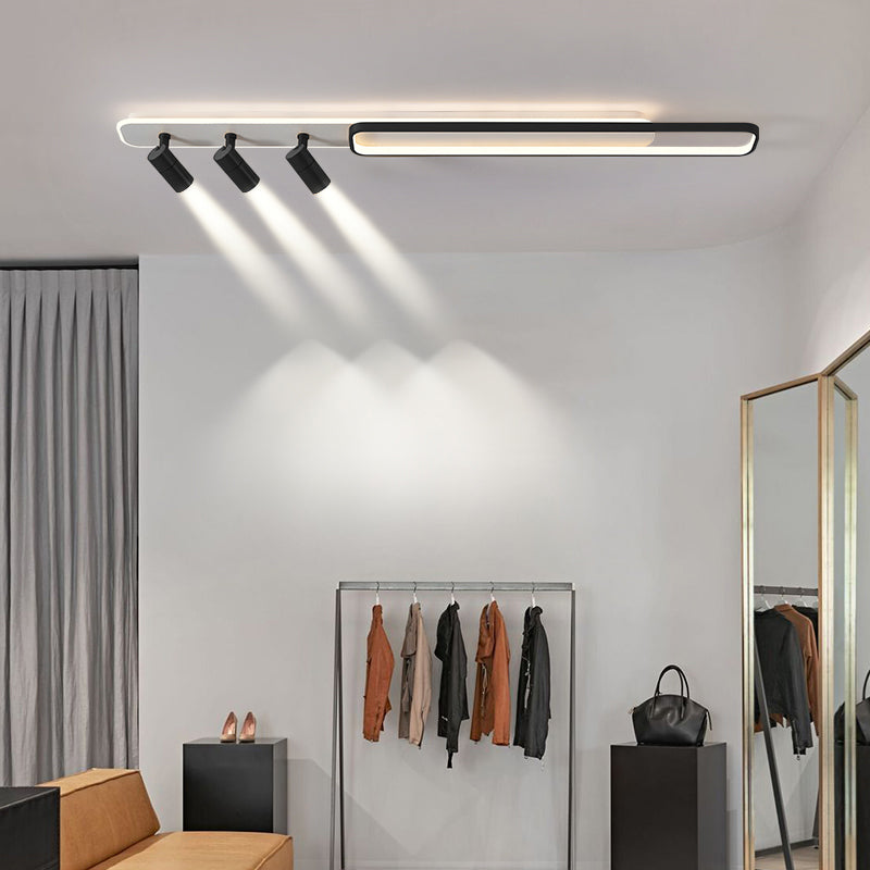 Luce a soffitto semi -ruscini a LED rettangolare nero in moderno supporto acrilico in stile conciso per soggiorno