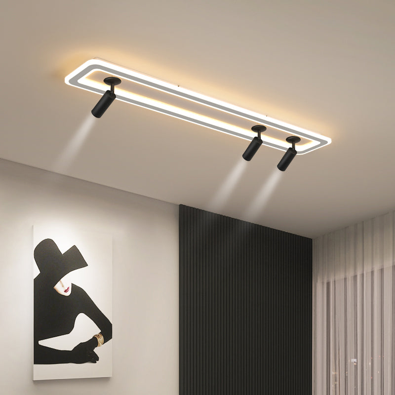 Rechthoekige LED semi -spoelplafondarmatuur in moderne beknopte stijl acryl binnenspoeling met verstelbare lamp