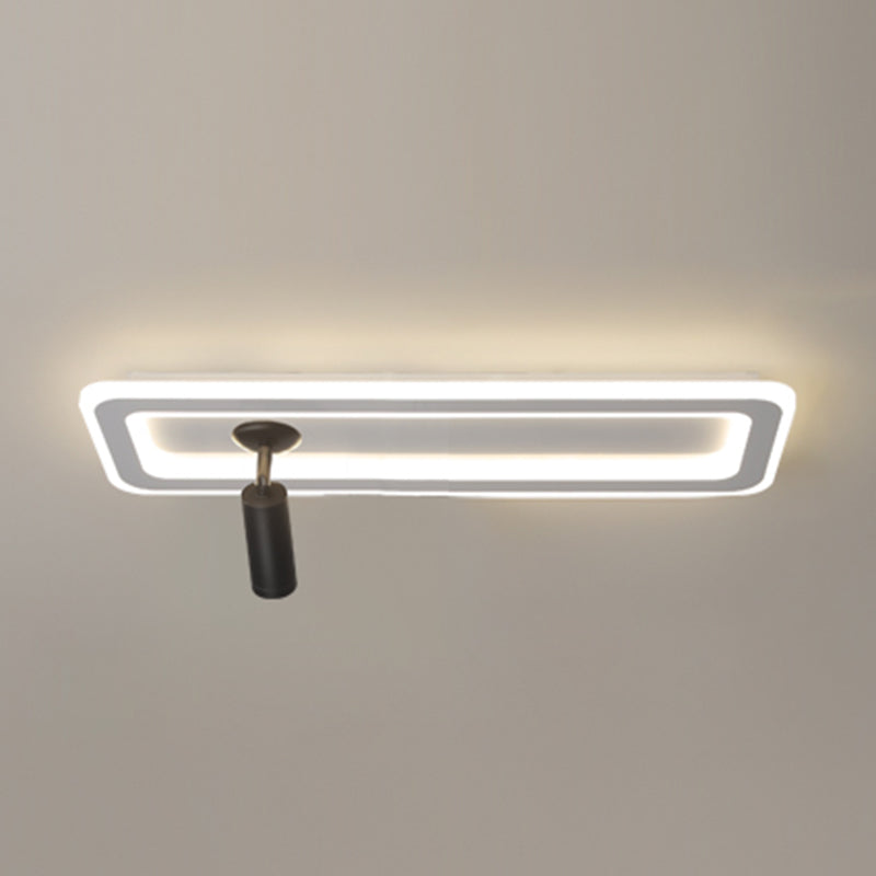 Rectangular LED Semi Flush Ceiling Fixture in Modern Concise Style Acrylic Indoor Flush Mount with Adjustable Lamp