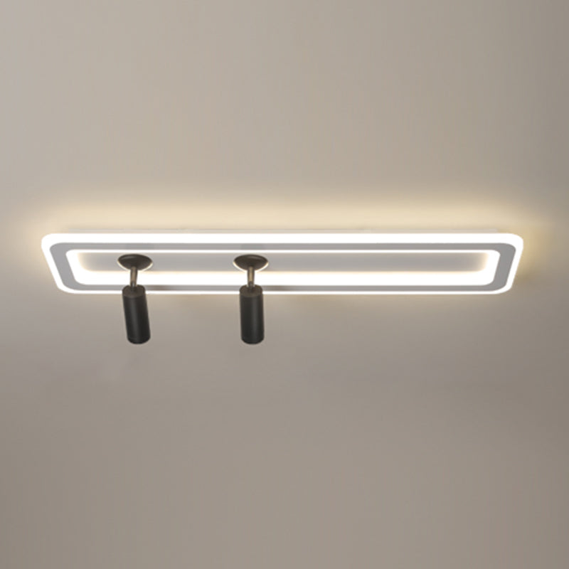 Rectangular LED Semi Flush Ceiling Fixture in Modern Concise Style Acrylic Indoor Flush Mount with Adjustable Lamp