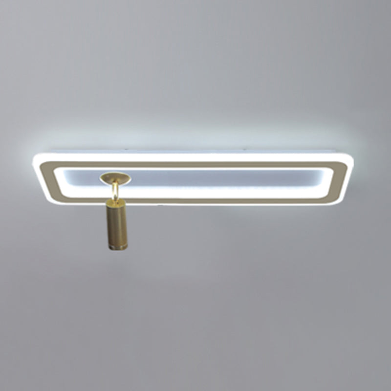 Rectangular LED Semi Flush Ceiling Fixture in Modern Concise Style Acrylic Indoor Flush Mount with Adjustable Lamp