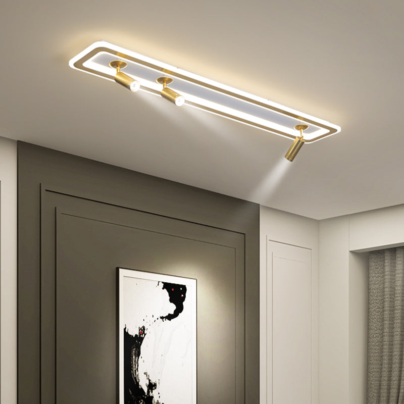 Rectangular LED Semi Flush Ceiling Fixture in Modern Concise Style Acrylic Indoor Flush Mount with Adjustable Lamp