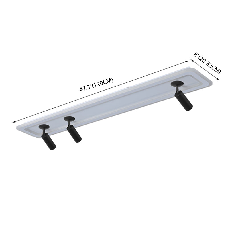 Rectangular LED Semi Flush Ceiling Fixture in Modern Concise Style Acrylic Indoor Flush Mount with Adjustable Lamp