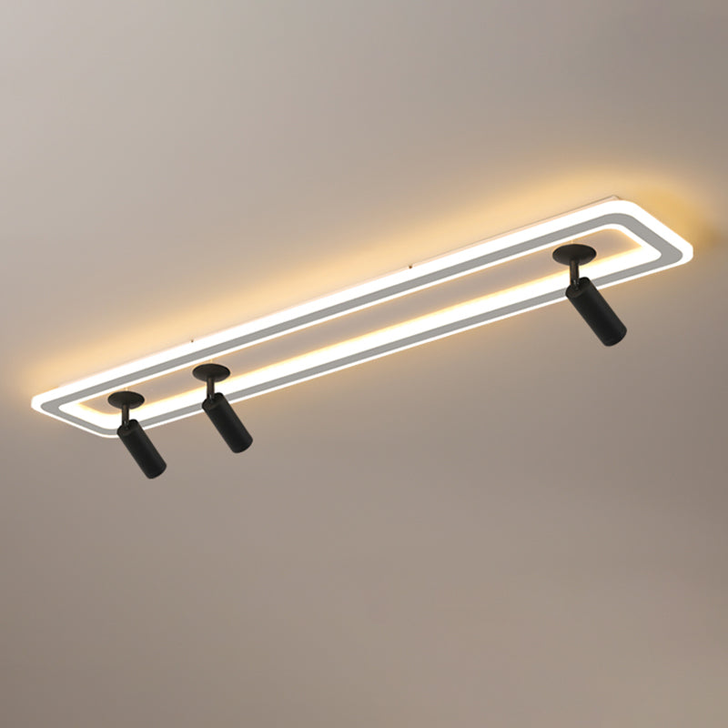 Rectangular LED Semi Flush Ceiling Fixture in Modern Concise Style Acrylic Indoor Flush Mount with Adjustable Lamp