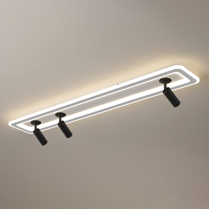 Rectangular LED Semi Flush Ceiling Fixture in Modern Concise Style Acrylic Indoor Flush Mount with Adjustable Lamp