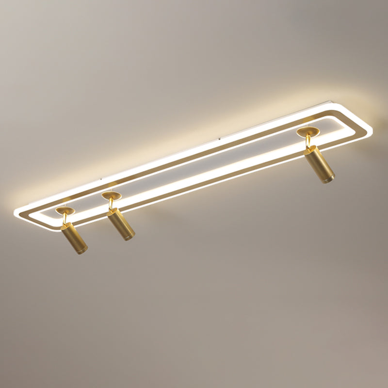 Rectangular LED Semi Flush Ceiling Fixture in Modern Concise Style Acrylic Indoor Flush Mount with Adjustable Lamp