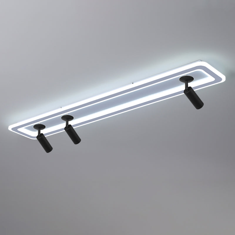 Rectangular LED Semi Flush Ceiling Fixture in Modern Concise Style Acrylic Indoor Flush Mount with Adjustable Lamp