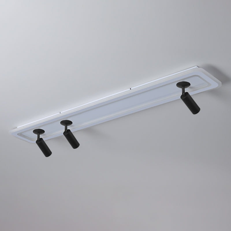 Rectangular LED Semi Flush Ceiling Fixture in Modern Concise Style Acrylic Indoor Flush Mount with Adjustable Lamp