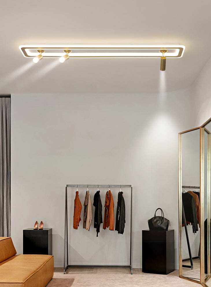 LED rectangulaire LED Semi Flush Plafond Disponte dans un support à chasse d'eau intérieur acrylique moderne avec lampe réglable