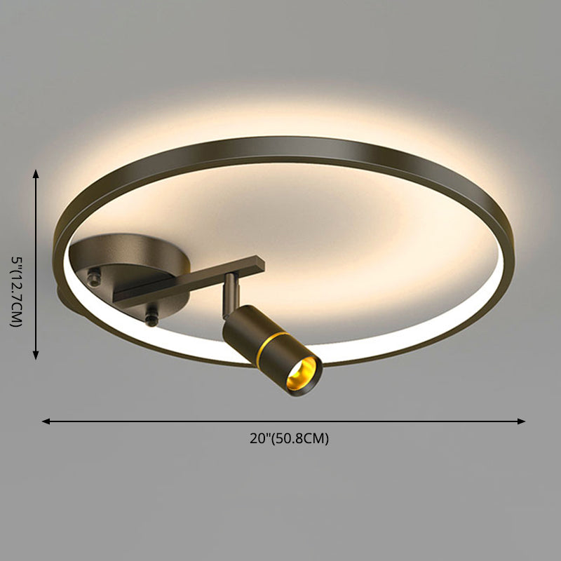 Apparecchio a soffitto semifulto a LED in alluminio circolare nella moderna luce del soffitto interno in metallo con lampada regolabile