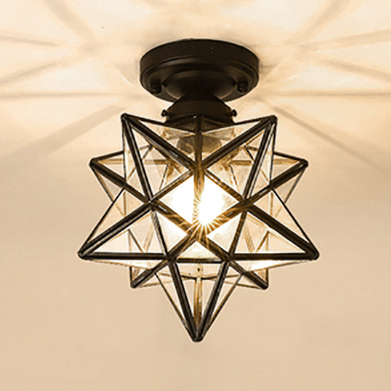 Star Glass Semi Flush Mount Lighting Traditional Style Aisle dicht bij plafondlicht