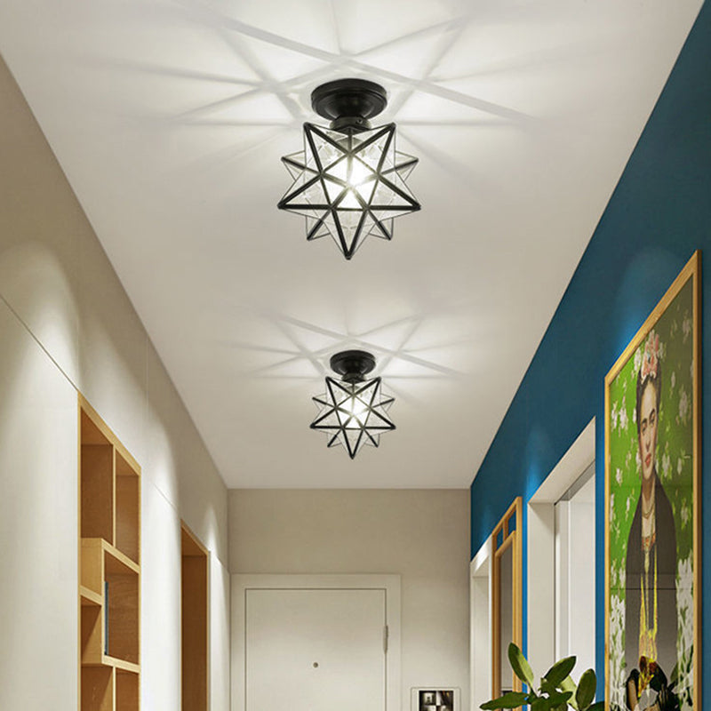 Star Glass Semi Flush Mount Lighting Traditional Style Aisle dicht bij plafondlicht