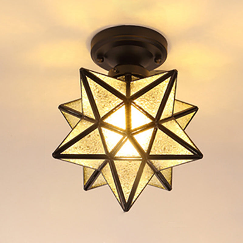 Star Glass Semi Flush Mount Lighting Traditional Style Aisle dicht bij plafondlicht